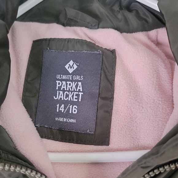 Papaya Olive Green Parka with Faux Fur Hood - Picture 2 of 7